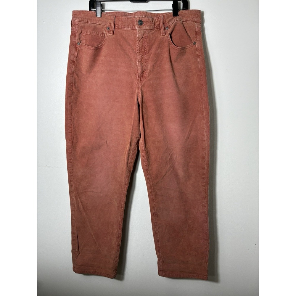 American Eagle Mom Straight Jeans Womens 18 Corduroy Stretch Brown/Pink Casual